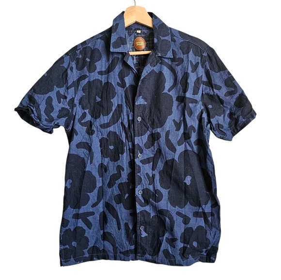 Common People 100% Cotton Blue Floral Patterned Men's Shirt Size Small - Picture 1 of 4